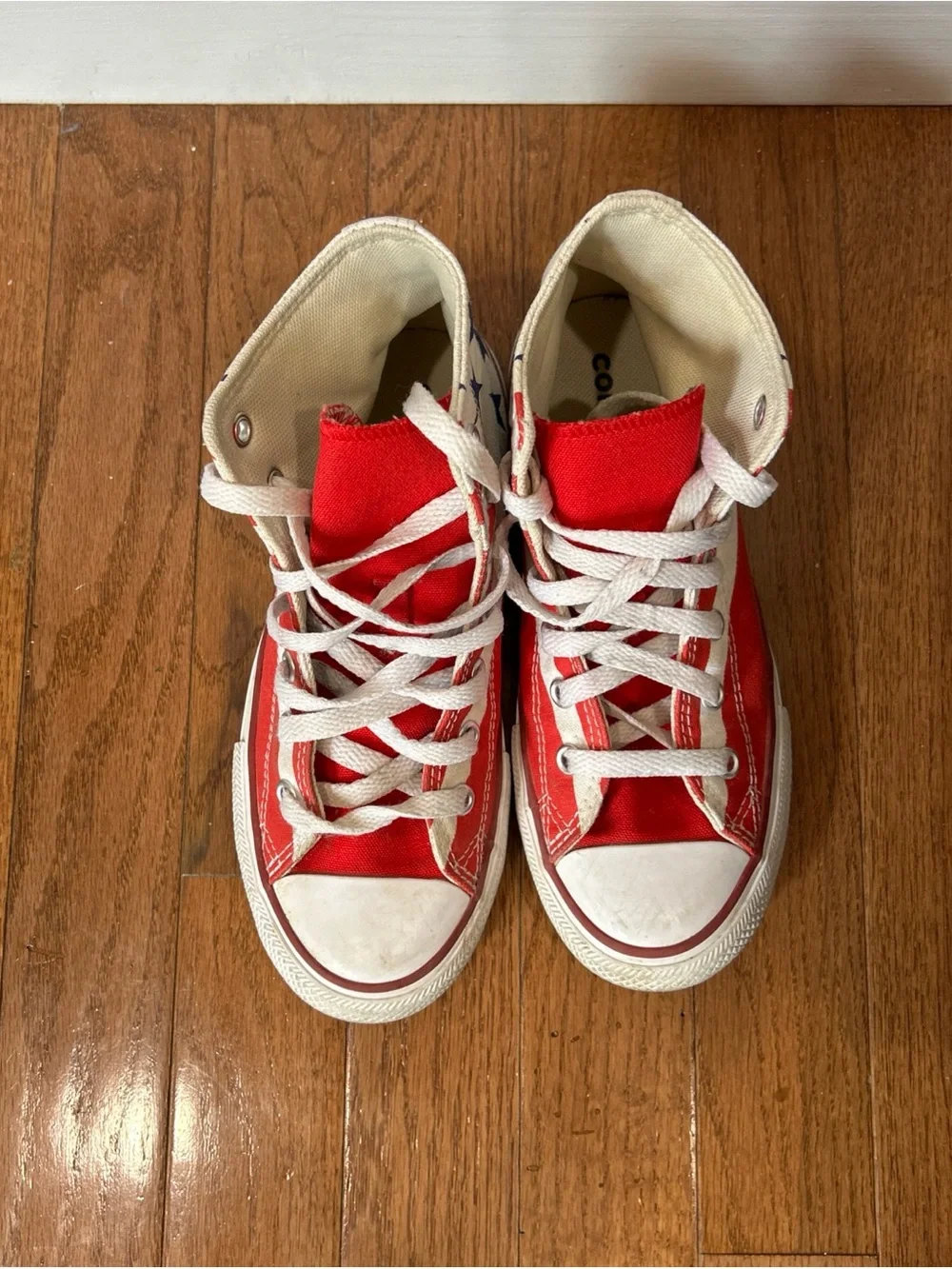 Converse Chuck Taylor High Top Sneakers Shoes American Flag Junior Size 2 White